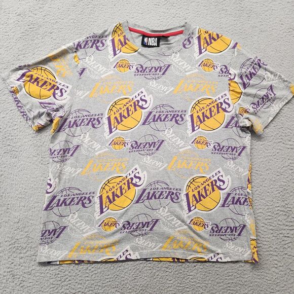 Los Angeles Lakers Shirt Mens XL Gray Primark NBA All Over Print Basketball‎ - Picture 1 of 8